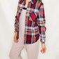 Rust & Navy Plaid Shirt Jacket