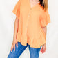 Cantaloupe Orange Side Ruffle Short Sleeve