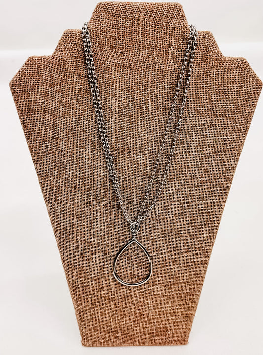 Tear Drop Double Chain Necklace - Variety