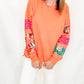 Coral & Tropical Stripe Crew Neck