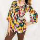 Green & Colorful Painted Blouse