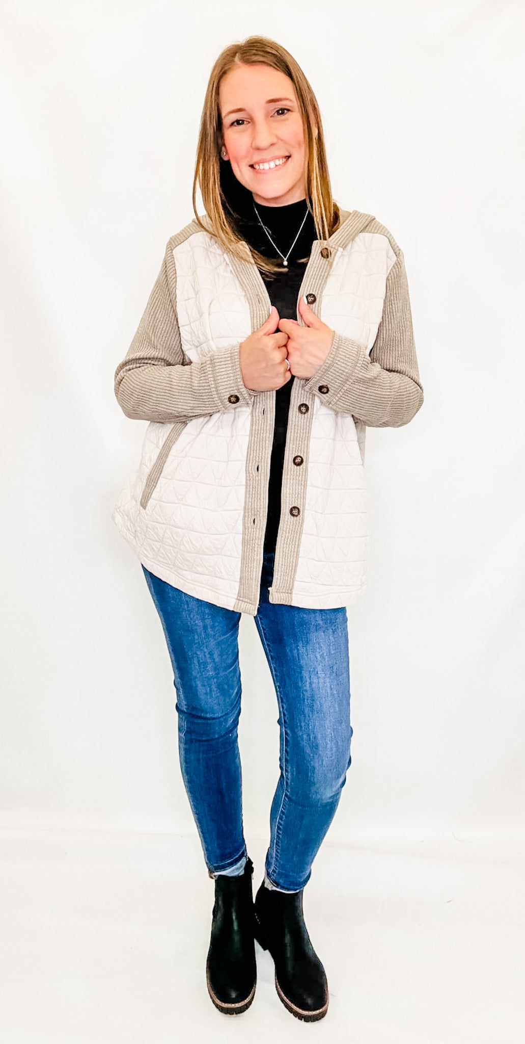 Oatmeal & Taupe Quilted Jacket