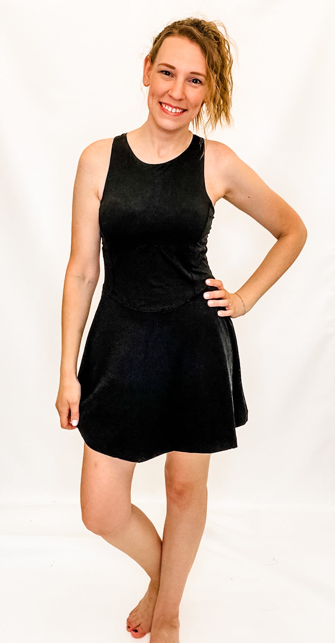 Black Romper Dress with Keyhole Back