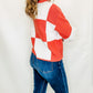 Pumpkin & White Color Block Sweater