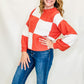 Pumpkin & White Color Block Sweater