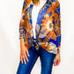 Multiples Blue & Rust Floral Open Jacket