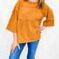 Camel Terry Knit Peplum Top