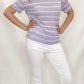 Lavender Waffle-Knit Striped Short Sleeve