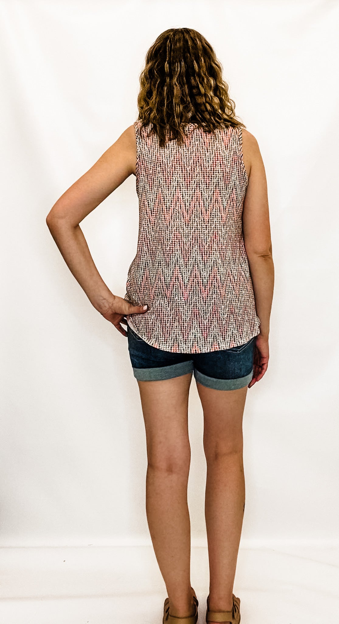 Mint & Coral Geometric Tank Top