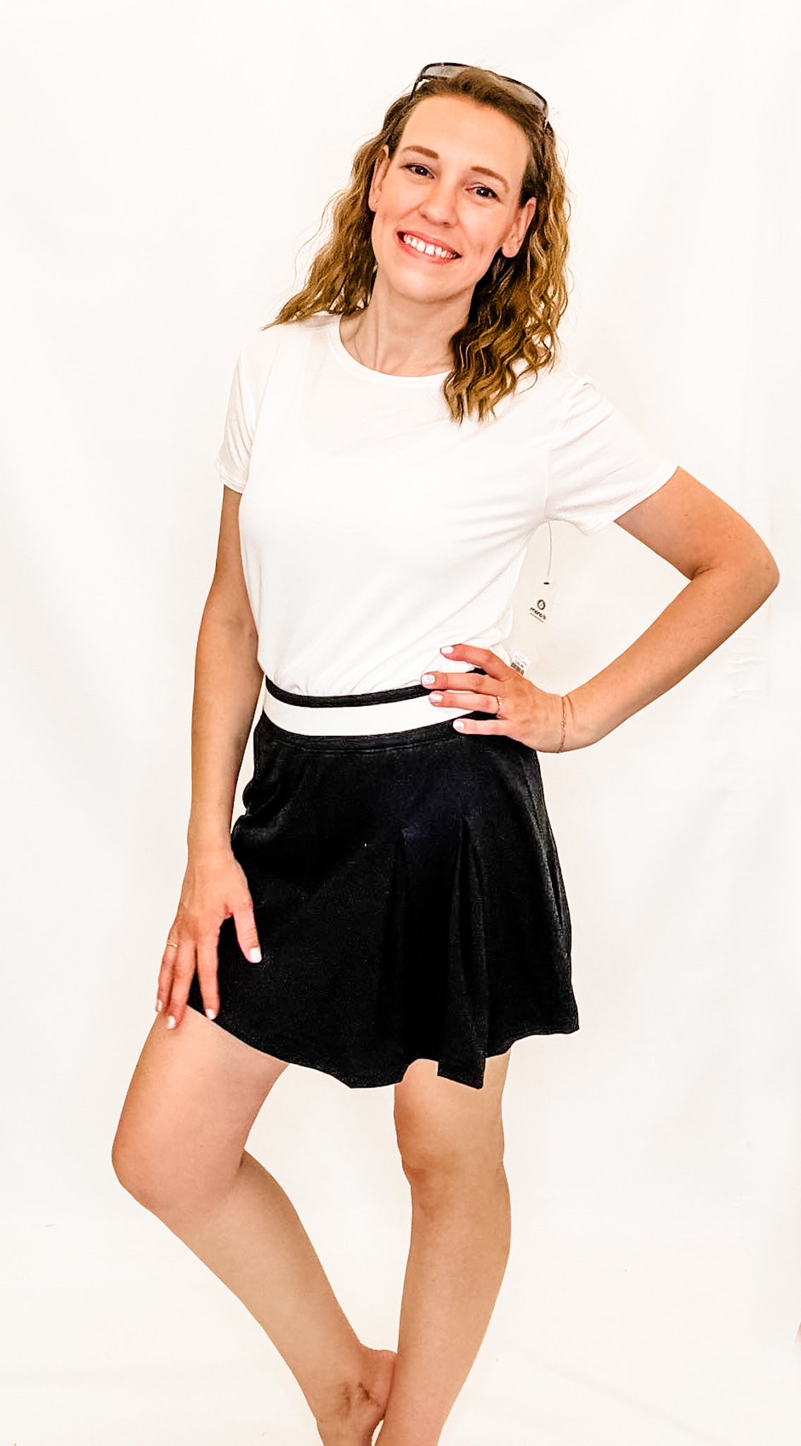 Black Tennis Skort with White Stripe