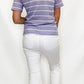 Lavender Waffle-Knit Striped Short Sleeve