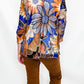 Multiples Blue & Rust Floral Open Jacket