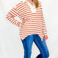 Cream & Rust Stripes Top with Collar