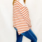 Cream & Rust Stripes Top with Collar