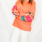 Coral & Tropical Stripe Crew Neck