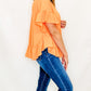 Cantaloupe Orange Side Ruffle Short Sleeve