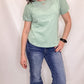 Mint Green Cotton and Lace Short Sleeve