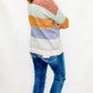 Rust, Blue & Mustard Color Block Ribbed Sweater