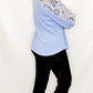 Multiples Cornflower Blue & Floral 3/4 Sleeve Top