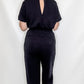 Black Scuba Knit Short Sleeve Jumpsuit