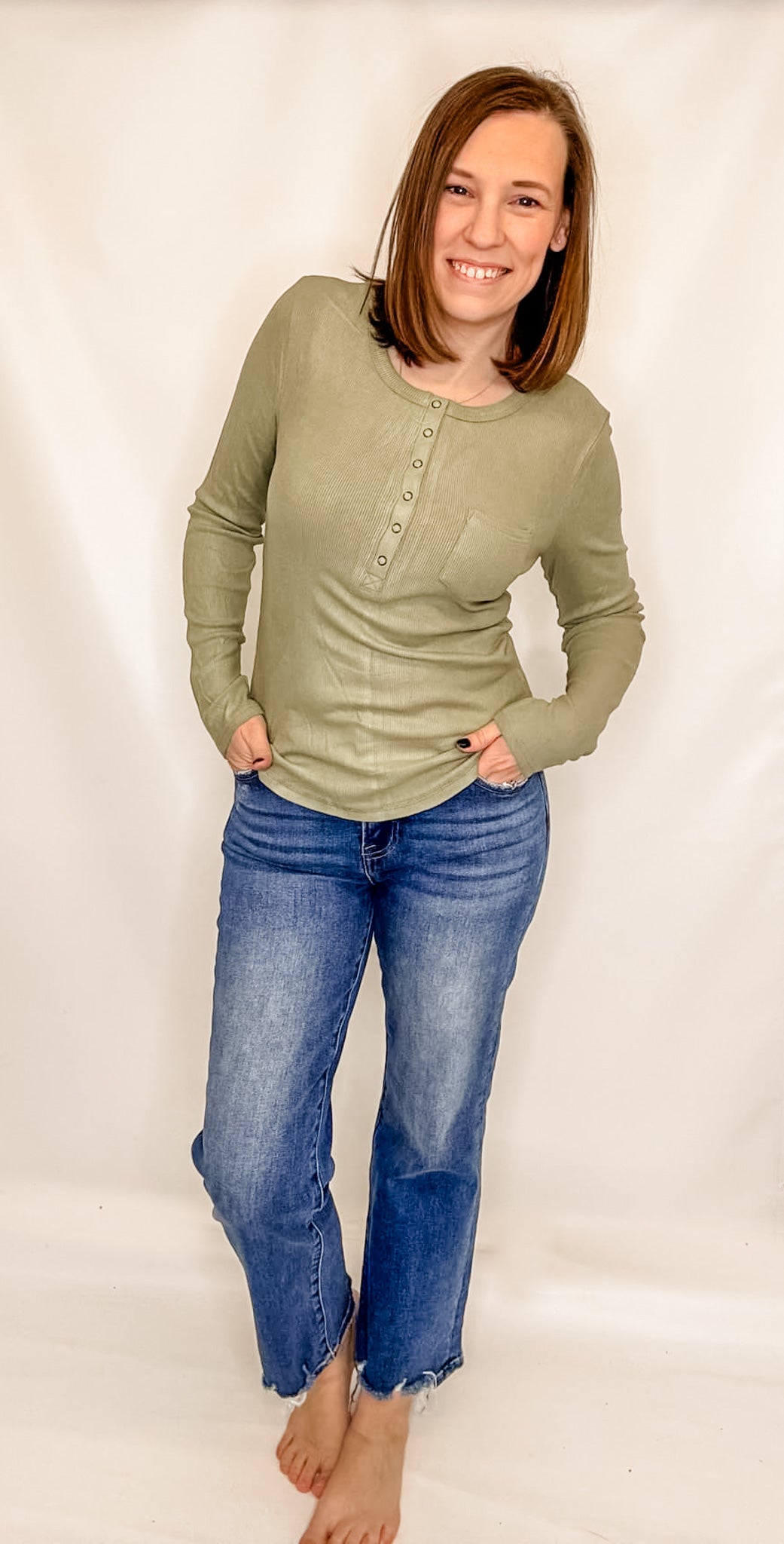 Soft-Brushed Ribbed Henley Top - Variety