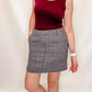 Charlie B Almond & Navy Plaid Skirt