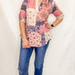 Mauve & Blue Floral Color Block Top