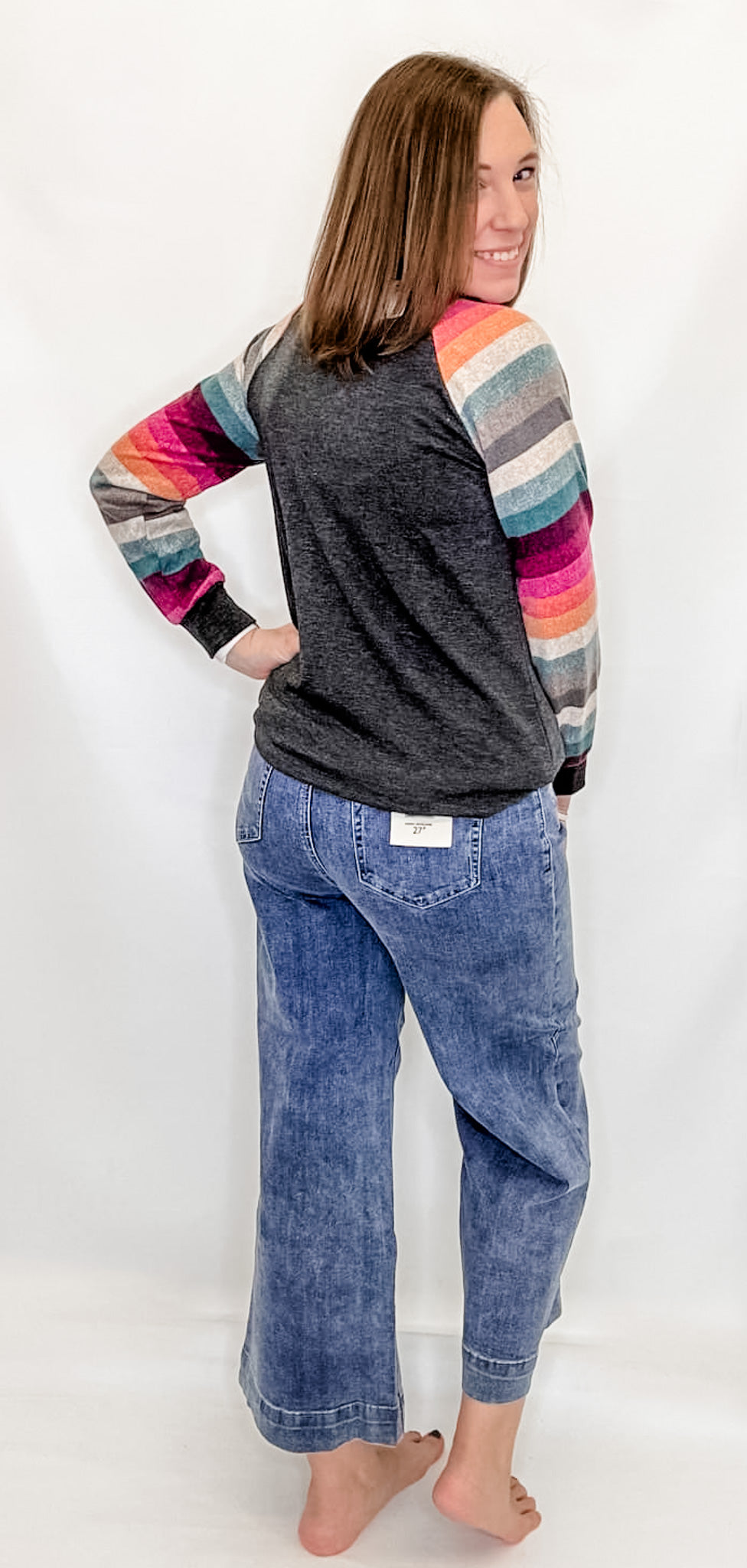 Charcoal & Colorful Stripes Long Sleeve