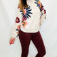 Charlie B Floral Printed Beige Mock Neck Sweater