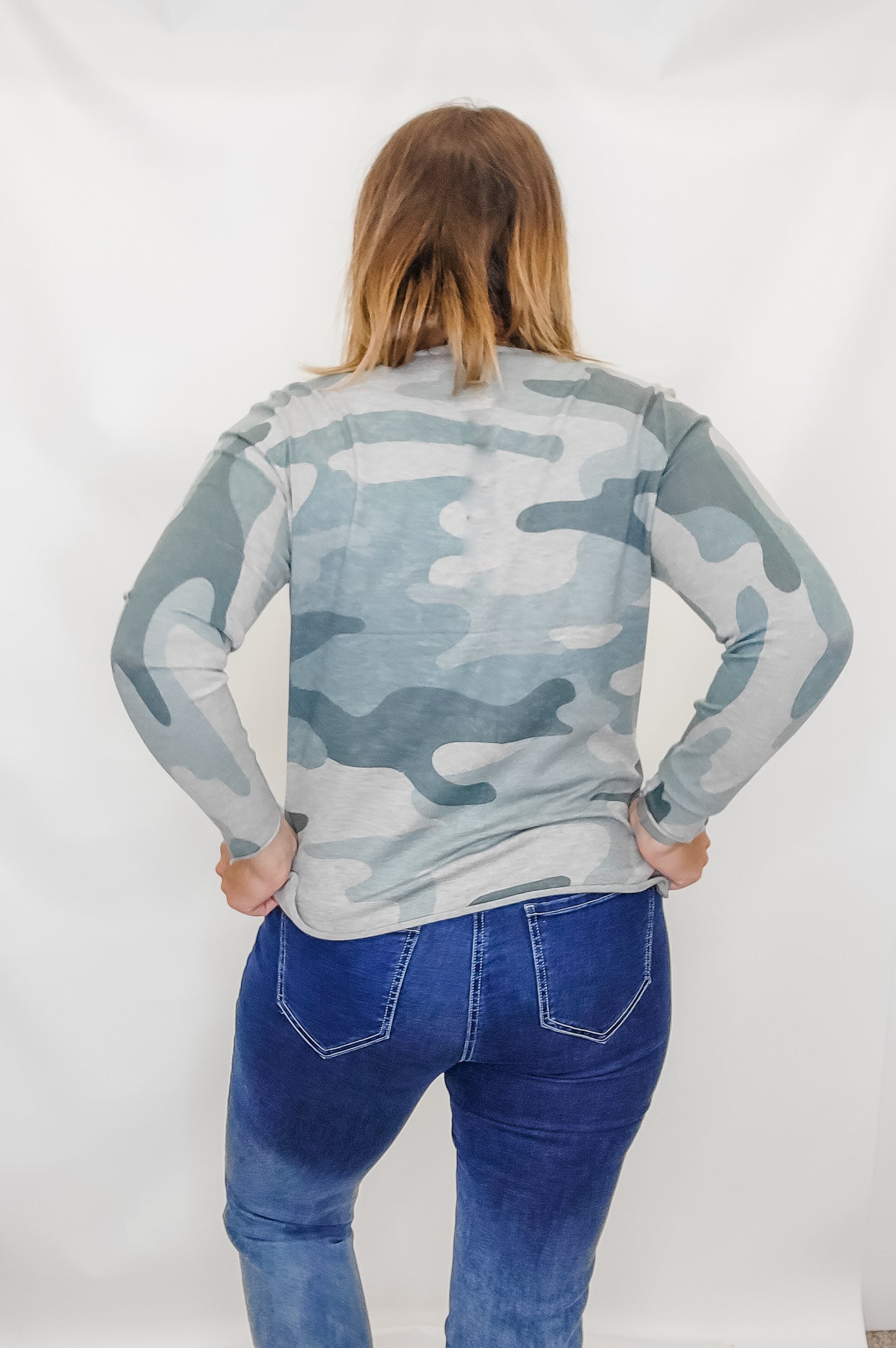 Charlie B Camo Printed V-Neck Sweater